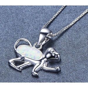 WHITE OPAL PUPPY NECKLACE